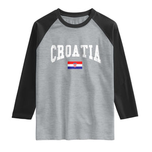Croatia Hrvatska Flag Zagreb Croatian Jersey Retro Raglan Shirt