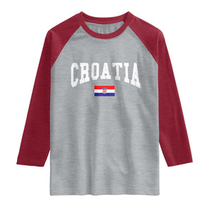 Croatia Hrvatska Flag Zagreb Croatian Jersey Retro Raglan Shirt