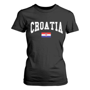 Croatia Hrvatska Flag Zagreb Croatian Jersey Retro T Shirt For Women