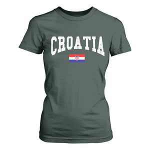 Croatia Hrvatska Flag Zagreb Croatian Jersey Retro T Shirt For Women