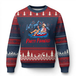 George Washington 4th of July Pool Party Ugly Christmas Sweater Let's Get This Party Founded