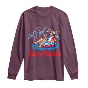 George Washington 4th of July Pool Party Long Sleeve Shirt Let's Get This Party Founded