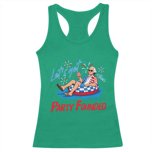 George Washington 4th of July Pool Party Racerback Tank Top Let's Get This Party Founded