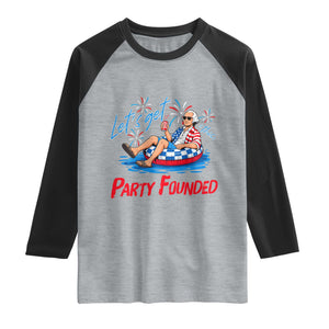 George Washington 4th of July Pool Party Raglan Shirt Let's Get This Party Founded