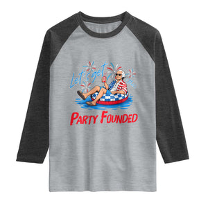 George Washington 4th of July Pool Party Raglan Shirt Let's Get This Party Founded