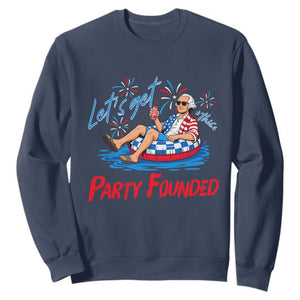 George Washington 4th of July Pool Party Sweatshirt Let's Get This Party Founded