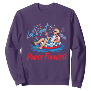 George Washington 4th of July Pool Party Sweatshirt Let's Get This Party Founded