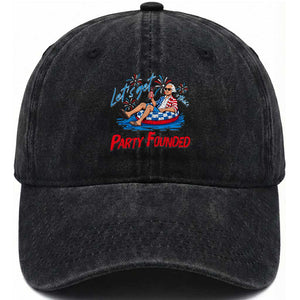 George Washington 4th of July Pool Party Washed Cotton Baseball Cap Let's Get This Party Founded
