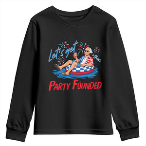 George Washington 4th of July Pool Party Youth Sweatshirt Let's Get This Party Founded