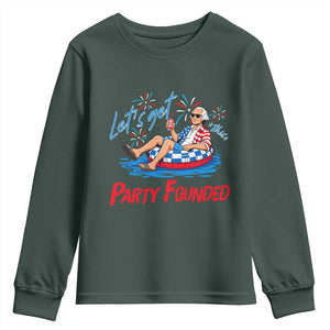 George Washington 4th of July Pool Party Youth Sweatshirt Let's Get This Party Founded