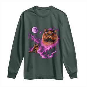 Princess Cat Howling To The Moon Vintage 90s Nature Long Sleeve Shirt TS11 Dark Forest Green Print Your Wear