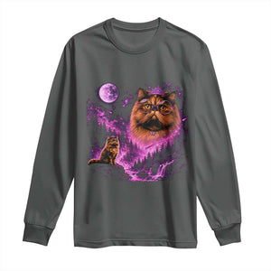 Princess Cat Howling To The Moon Vintage 90s Nature Long Sleeve Shirt TS11 Dark Heather Print Your Wear