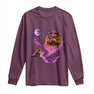 Princess Cat Howling To The Moon Vintage 90s Nature Long Sleeve Shirt TS11 Maroon Print Your Wear