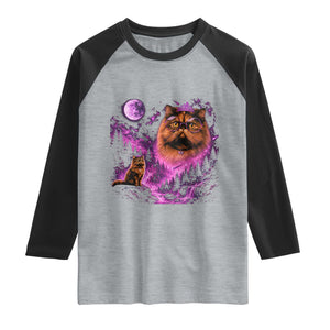 Princess Cat Howling To The Moon Vintage 90s Nature Raglan Shirt TS11 Heather Gray Black Print Your Wear