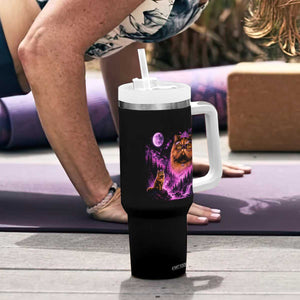Princess Cat Howling To The Moon Vintage 90s Nature Tumbler With Handle TS11 Print Your Wear