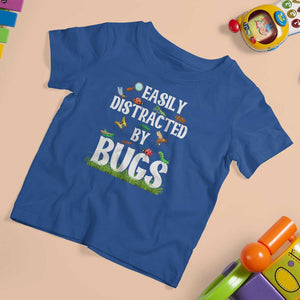 Funny Insects T Shirt For Kid Easily Distracted By Bugs Science School TS11 Royal Blue Print Your Wear