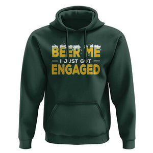 Funny Engagement Hoodie Beer Me I Just Got Engaged Ring Beer TS11 Dark Forest Green Print Your Wear