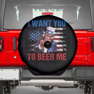 Funny Uncle Sam Spare Tire Cover I Want You To Beer Me American Flag TS11 Black Print Your Wear