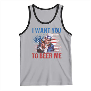 Funny Uncle Sam Tank Top I Want You To Beer Me American Flag TS11 Athletic Heather Black Print Your Wear