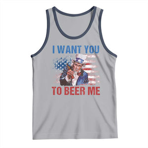 Funny Uncle Sam Tank Top I Want You To Beer Me American Flag TS11 Athletic Heather Navy Print Your Wear