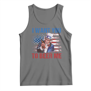 Funny Uncle Sam Tank Top I Want You To Beer Me American Flag TS11 Black Heather Print Your Wear