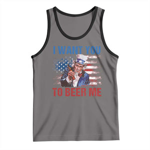 Funny Uncle Sam Tank Top I Want You To Beer Me American Flag TS11 Deep Heather Black Print Your Wear