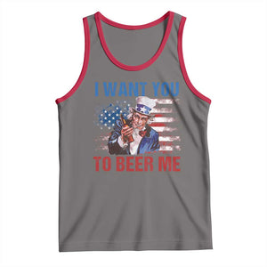 Funny Uncle Sam Tank Top I Want You To Beer Me American Flag TS11 Deep Heather Red Print Your Wear