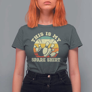 Funny Bowling T Shirt For Women This Is My Spare Shirt Retro Ball Pins Strike Spilt TS11 Dark Heather Print Your Wear