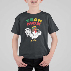 Jamaica Chicken T Shirt For Kid Yeah Mon Jamaican Rastacap TS11 Black Print Your Wear