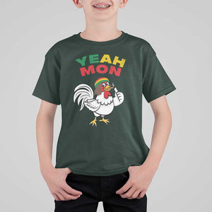 Jamaica Chicken T Shirt For Kid Yeah Mon Jamaican Rastacap TS11 Dark Forest Green Print Your Wear