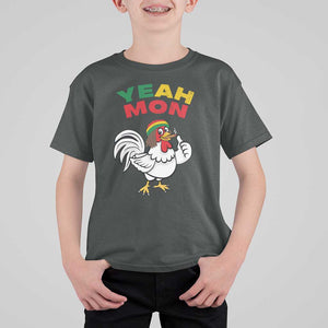 Jamaica Chicken T Shirt For Kid Yeah Mon Jamaican Rastacap TS11 Dark Heather Print Your Wear