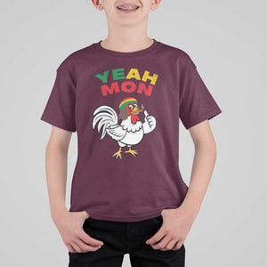 Jamaica Chicken T Shirt For Kid Yeah Mon Jamaican Rastacap TS11 Maroon Print Your Wear
