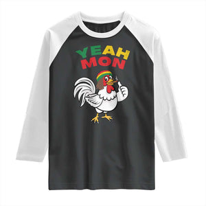 Jamaica Chicken Raglan Shirt Yeah Mon Jamaican Rastacap TS11 Black White Print Your Wear