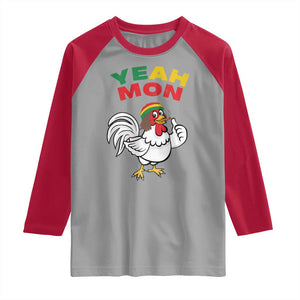 Jamaica Chicken Raglan Shirt Yeah Mon Jamaican Rastacap TS11 Sport Gray Red Print Your Wear