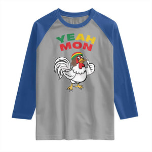 Jamaica Chicken Raglan Shirt Yeah Mon Jamaican Rastacap TS11 Sport Gray Royal Print Your Wear