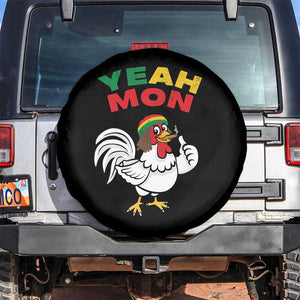 Jamaica Chicken Spare Tire Cover Yeah Mon Jamaican Rastacap TS11 No hole Black Print Your Wear