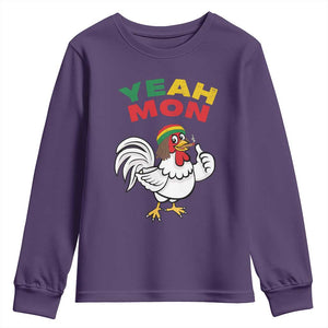 Jamaica Chicken Youth Sweatshirt Yeah Mon Jamaican Rastacap TS11 Purple Print Your Wear