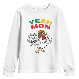 Jamaica Chicken Youth Sweatshirt Yeah Mon Jamaican Rastacap TS11 White Print Your Wear