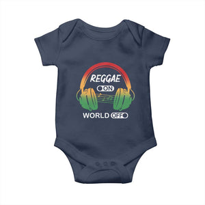 Reggae On World Off Baby Onesie Reggae King Music Rastafarian TS11 Navy Print Your Wear