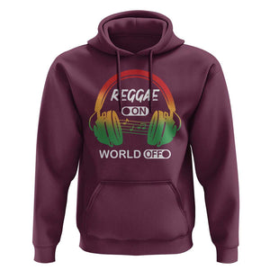 Reggae On World Off Hoodie Reggae King Music Rastafarian TS11 Maroon Print Your Wear