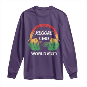 Reggae On World Off Long Sleeve Shirt Reggae King Music Rastafarian TS11 Purple Print Your Wear