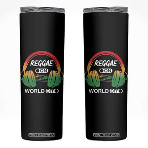 Reggae On World Off Skinny Tumbler Reggae King Music Rastafarian TS11 Black Print Your Wear