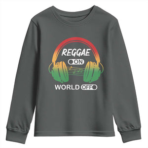 Reggae On World Off Youth Sweatshirt Reggae King Music Rastafarian TS11 Dark Heather Print Your Wear