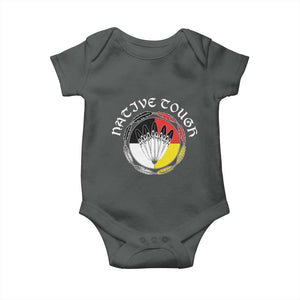 Native Tough Baby Onesie Indian American Medicine Wheel Feathers TS11 Dark Heather Print Your Wear