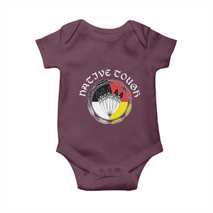 Native Tough Baby Onesie Indian American Medicine Wheel Feathers TS11 Maroon Print Your Wear