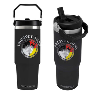 Native Tough Flip Straw Tumbler Indian American Medicine Wheel Feathers TS11 One Size: 30 oz Black Print Your Wear