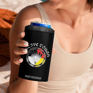 Native Tough 4 in 1 Can Cooler Tumbler Indian American Medicine Wheel Feathers TS11 Print Your Wear