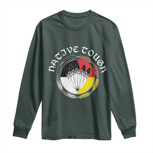 Native Tough Long Sleeve Shirt Indian American Medicine Wheel Feathers TS11 Dark Forest Green Print Your Wear