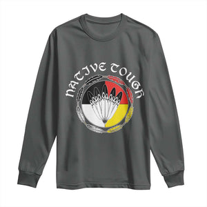 Native Tough Long Sleeve Shirt Indian American Medicine Wheel Feathers TS11 Dark Heather Print Your Wear
