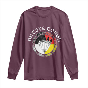 Native Tough Long Sleeve Shirt Indian American Medicine Wheel Feathers TS11 Maroon Print Your Wear